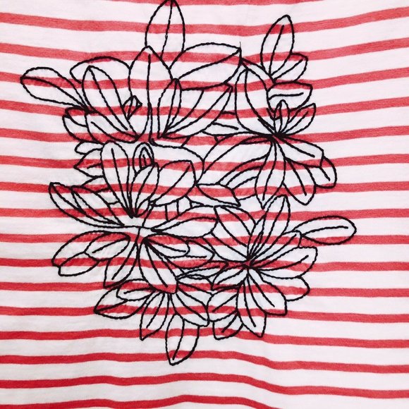 Dip Size L White Pink Stripe Embroidered Blouse - Picture 2 of 6